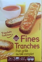 Mängden socker i Fines Tranches - Pain grillé au blé complet