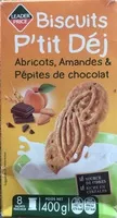Mängden socker i Biscuits P'tit Déj Abricots, Amandes et Pépites de chocolat
