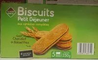 Mängden socker i Biscuits petit déjeuner aux céréales complètes - Goût Chocolat + Noisettes