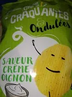 Mängden socker i Chips de pommes de terre ondulées saveur crème oignon
