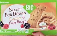 Mängden socker i Biscuits petit-déjeuner graines et fruits rouges