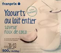 Mängden socker i Yaourt au Lait Entier Aromatisé Noix de Coco