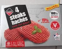 Mängden socker i 4 steaks hachés 100% pur boeuf
