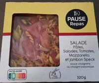 Mängden socker i Salade pâtes, tomates, mozzarella, speck