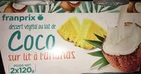 Mängden socker i Dessert végétal au lait de coco sur lit d’ananas
