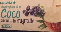 Mängden socker i Dessert Végétal au Lait de Coco sur Lit à la Myrtille