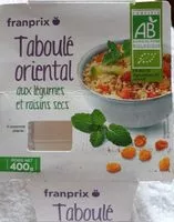 Mängden socker i Taboulé oriental aux légumes et raisins secs