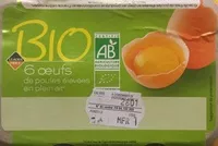 Mängden socker i Oeufs de poules élevées en plein air Bio
