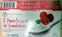 Mängden socker i 2 yaourts sur lit de framboise