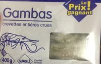 Mängden socker i Gambas crevettes entieres crues