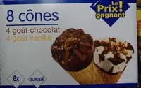 Mängden socker i 8 cônes 4 goût chocolat, 4 goût vanille