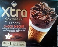 Mängden socker i Xtra Gourmand - 4 Cônes Choco Biscuit