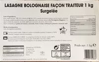 Mängden socker i Lasagne bolognaise façon traiteur surgelée