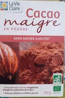 Mängden socker i Cacao Maigre En Poudre