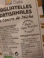 Mängden socker i Tagliatelles artisanales à l'encre de seiche