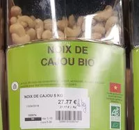 Mängden socker i Noix de cajou bio