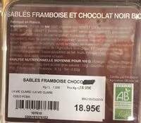 Mängden socker i Sablés framboise et chocolat noir bio