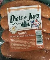 Mängden socker i Diots du Jura fumés au bois de sapin et d'épicéa