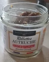 Mängden socker i Rillettes autruche piment d'espelette