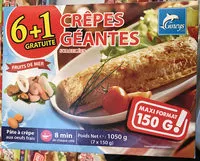Mängden socker i Crêpes géantes surgelées Fruits de Mer (6+1 gratuite)