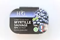 Mängden socker i Sorbet plein fruit MYRTILLE SAUVAGE, 58% de fruit