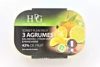 Mängden socker i Sorbet plein fruit 3 AGRUMES, 42% de fruit