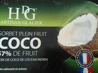 Mängden socker i Sorbet coco, 53% de fruit Le bac de 750