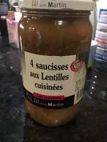 Mängden socker i 4 saucisses aux lentilles cuisinées