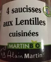 Mängden socker i 4 saucisses aux Lentilles cuisinées