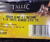 Mängden socker i Boudin blanc truffé 1% à l'ancienne