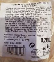 Mängden socker i Terrine de campagne bretonne label rouge