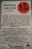 Mängden socker i Saucisson cuit à l'ail