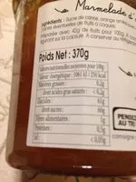 Mängden socker i Confiture Confit De Provence Marmelade D'orange Amère