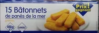 Mängden socker i 15 Bâtonnets de panés de la mer préfrits, Surgelé