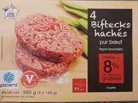 Mängden socker i 4 Biftecks Hachés 8%