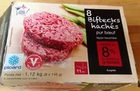 Mängden socker i 8 biftecks hachés pur bœuf