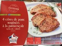 Mängden socker i 4 côtes de porc marinées à la provencale sans os - crues surgelées