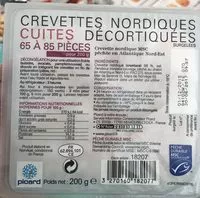 Mängden socker i Crevettes nordiques cuites décortiquées