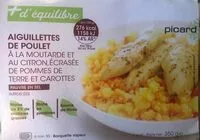 Mängden socker i Aiguillettes de poulet, moutarde, purée carottes