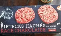 Mängden socker i 6 biftecks hachés race charolaise