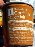 Mängden socker i Crème glacée Confiture de lait