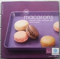 Mängden socker i 16 macarons (chocolat, vanille, framboise, café)