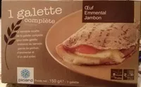 Mängden socker i 1 galette complète Œuf, Emmental, Jambon