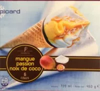 Mängden socker i 6 Cônes Sorbets Mangue-Passion et Noix de Coco