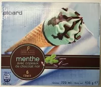 Mängden socker i Crème glacée menthe avec copeaux de chocolat noir 6 Cônes