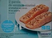 Mängden socker i 2 pavés de saumon mariné aromatisé au citron et au poivre