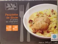 Mängden socker i Paupiette de dinde et polenta aux champignons surgelées