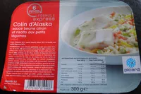 Mängden socker i Colin d'Alaska, sauce beurre citron et risotto aux petits légumes, surgelés