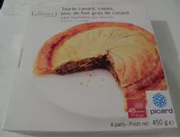 Mängden socker i Tourte canard, cèpes, bloc de foie gras de canard - surgelée 450 g
