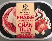 Mängden socker i Sorbet fraise, crème glacée façon chantilly